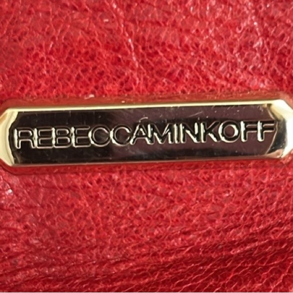 Rebecca Minkoff Red Leather Handbag w/cool leather Stitching royal blue lining - Picture 2 of 16